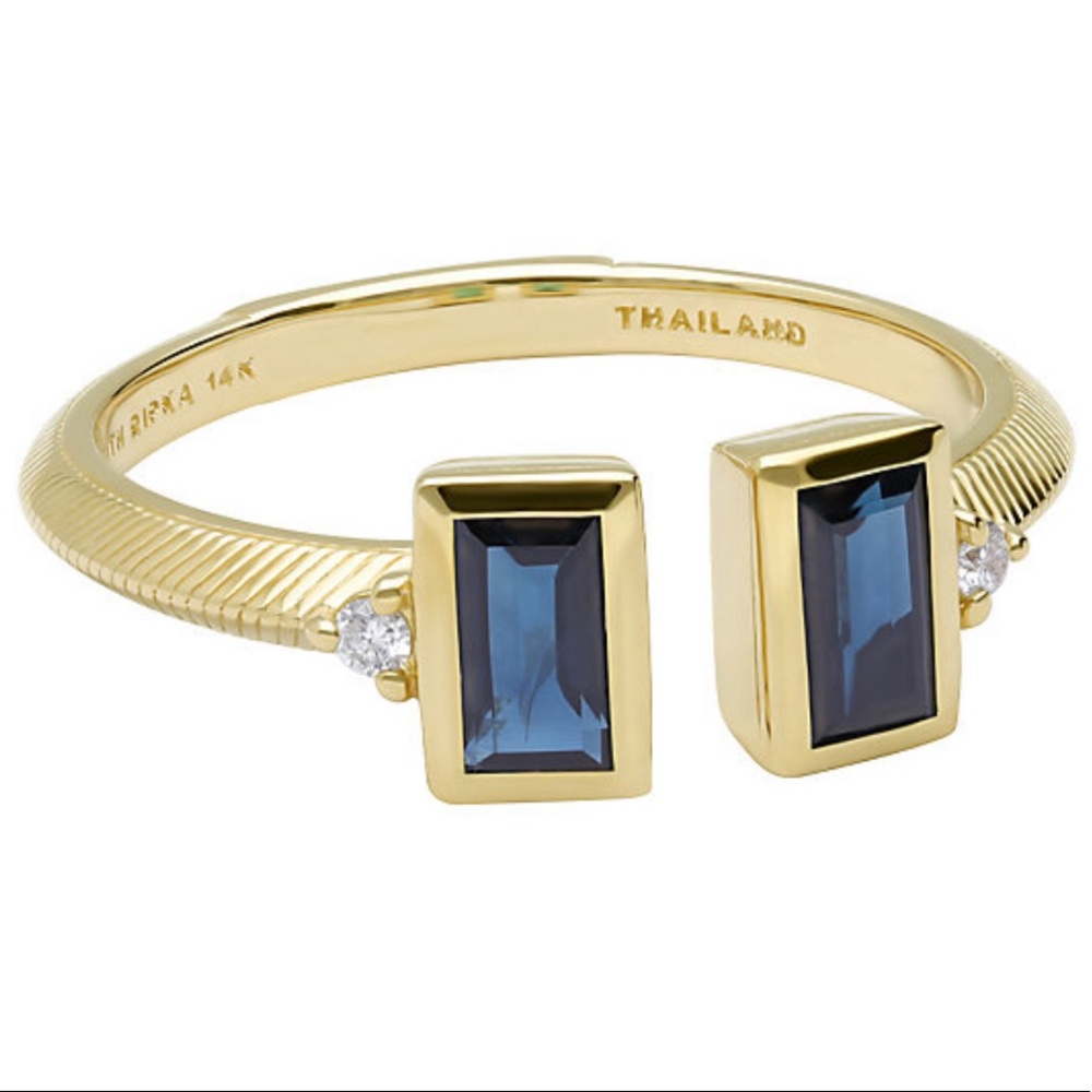Brand New in Box Judith Ripka Classic 14K Gold Sapphire & Diamond Ring - Picture 1 of 9